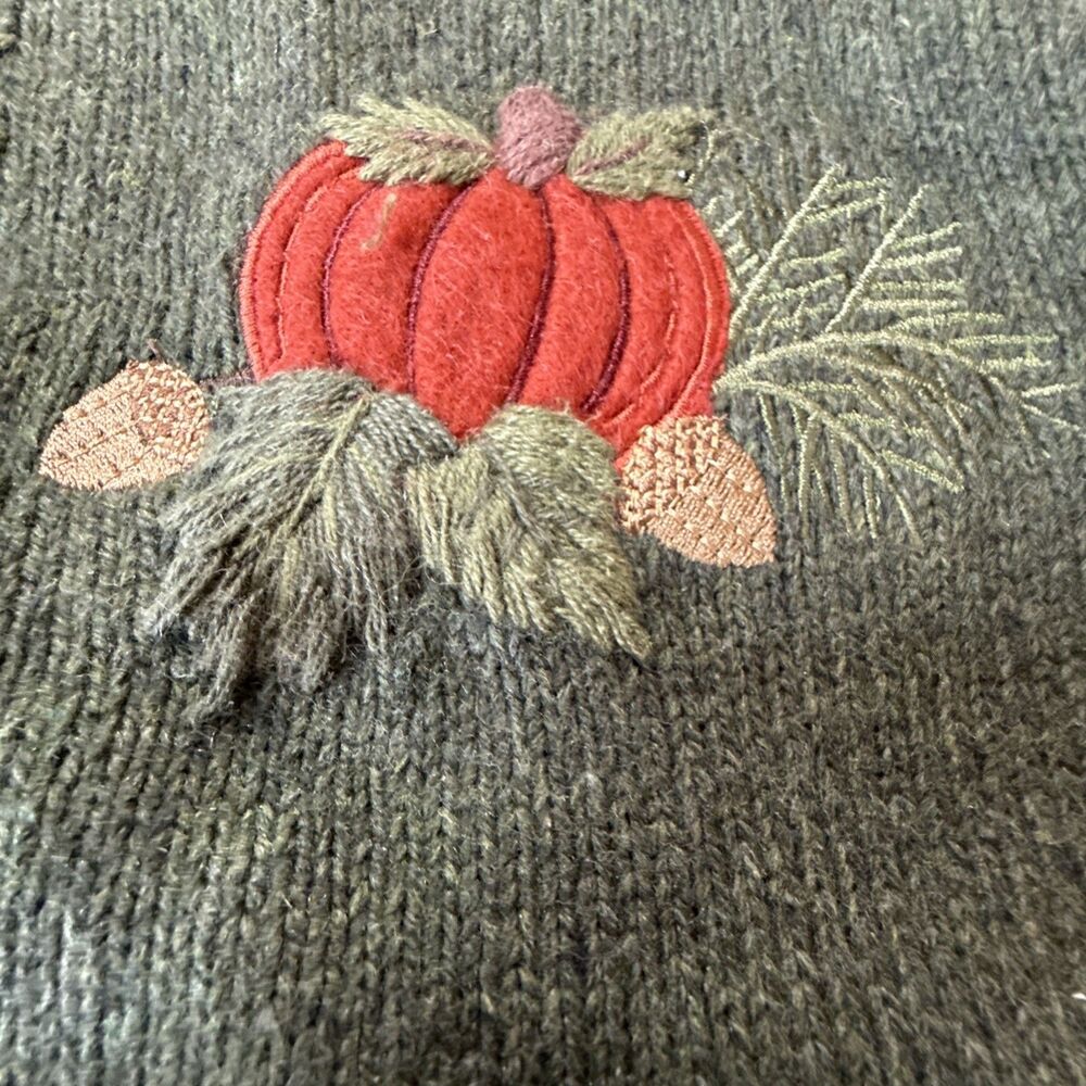 GrandmaCore Vtg 90s Autumn Harvest Cardigan Sweater 2X Embroidery Pumpkin Angora - Picture 3 of 12